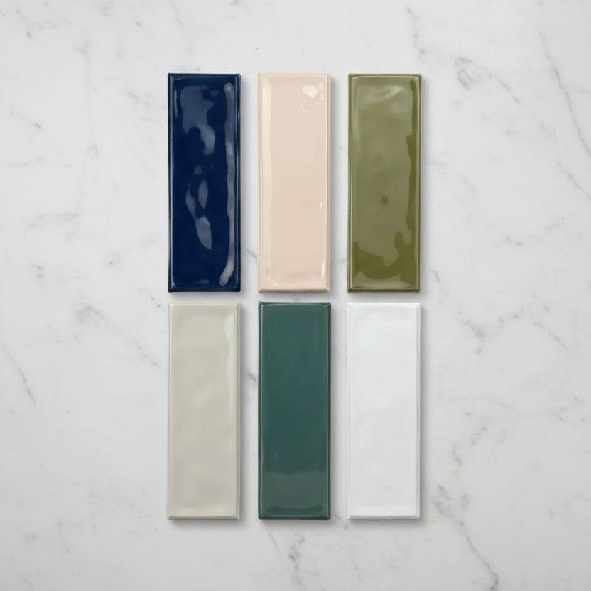 Riviera Olive Ripple Gloss Wall Tile 6.5x20cm