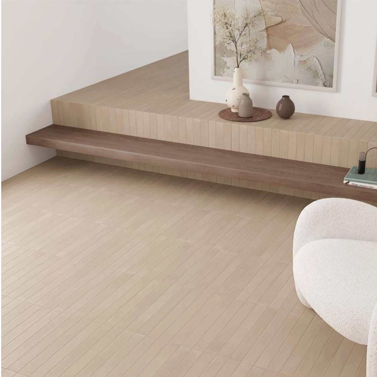 Mediterrano Cream Porcelain Wall Tile 5x40cm