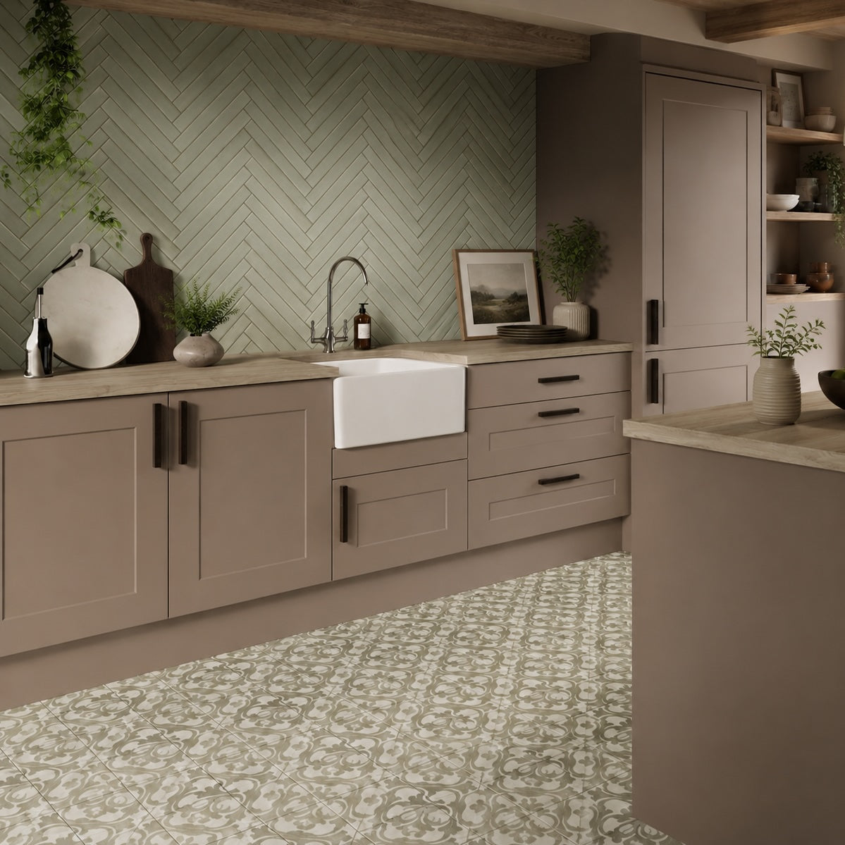 Mediterrano Sage Porcelain Wall Tile 5x40cm