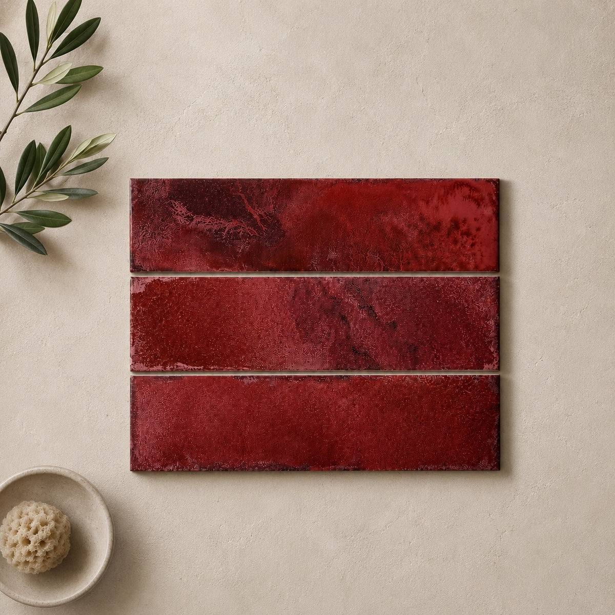 Realm Burgundy Wall Tile 31.5x8cm