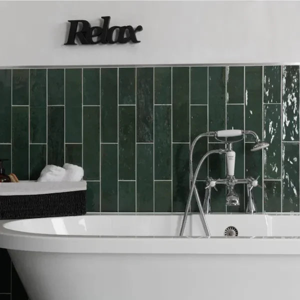 Rio Jungle Green Gloss Wall Tiles 7.5x30cm - Metro Tiles