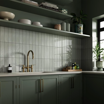Countrywide Sage Handmade Effect Wall Tile 7.5x30cm