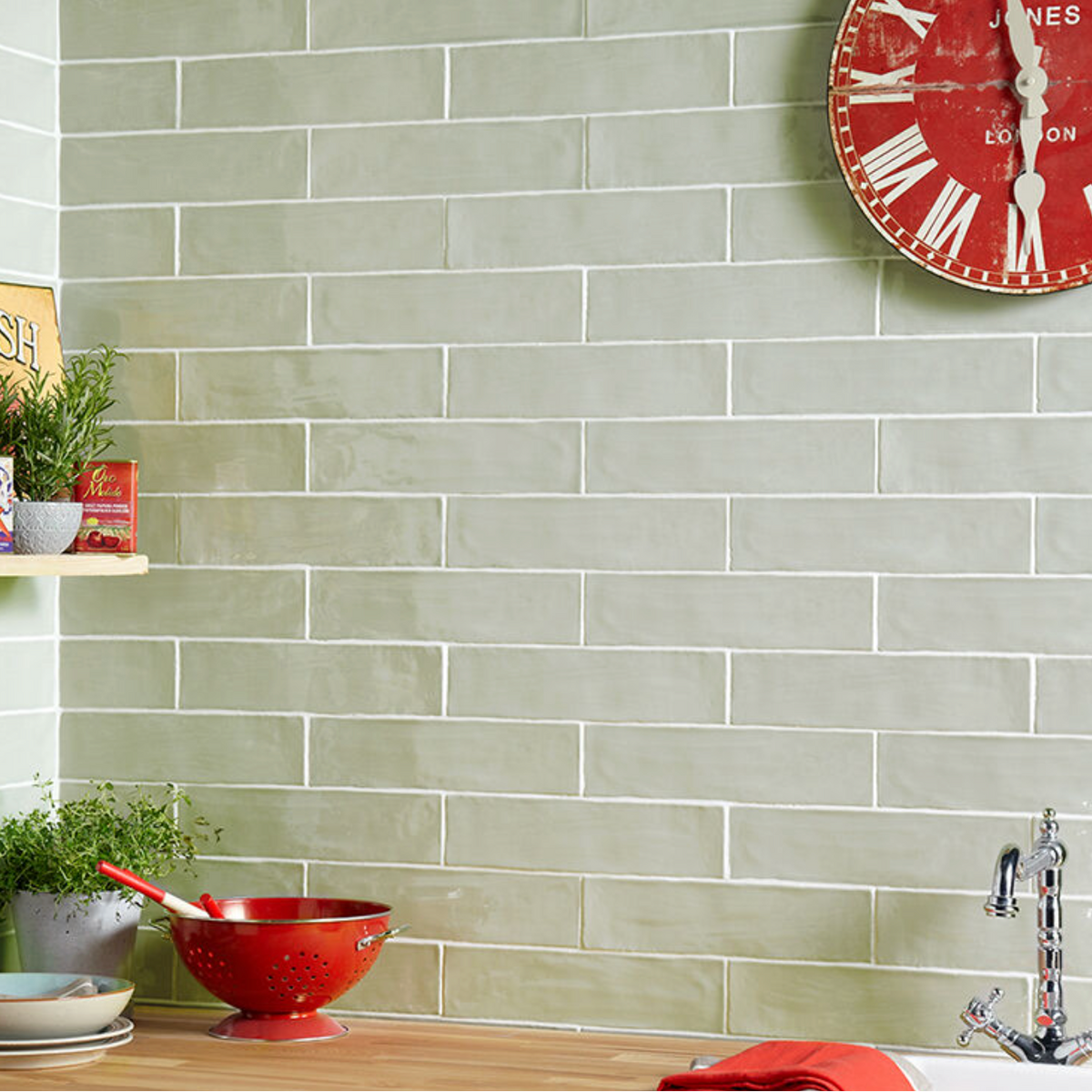 Countrywide Sage Handmade Effect Wall Tile 7.5x30cm