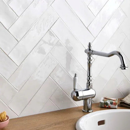 Cotswold Snow White Gloss Handmade Effect Wall Tiles 7.5x30cm - Metro Tiles