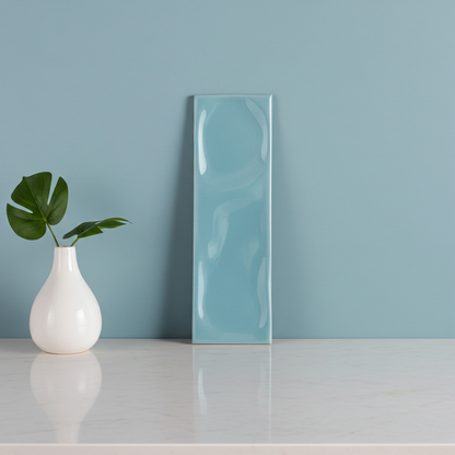 Handmade Aqua Ripple Gloss Wall Tile 7.5x30cm