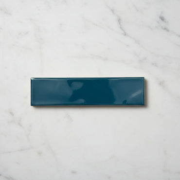 Handmade Turquoise Ripple Gloss Wall Tile 7.5x30cm
