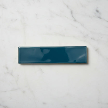 Handmade Turquoise Ripple Gloss Wall Tile 7.5x30cm