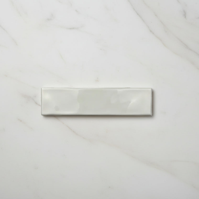 Handmade White Ripple Gloss Wall Tile 7.5x30cm