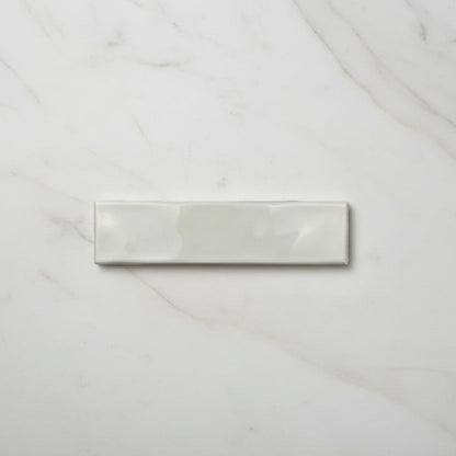 Handmade White Ripple Gloss Wall Tile 7.5x30cm