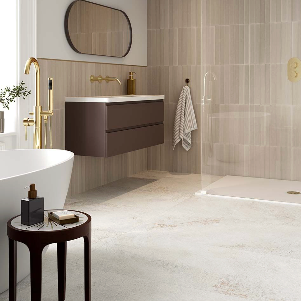Mediterrano Cream Porcelain Wall Tile 5x40cm