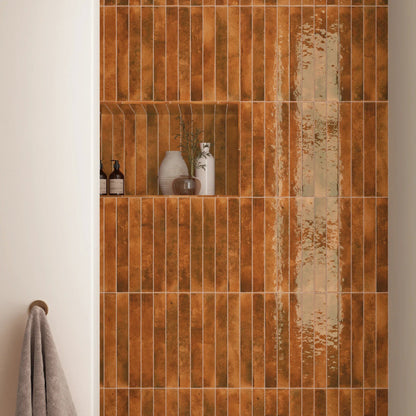 Subway Orange Wall Tile 5x40cm - Metro Tiles