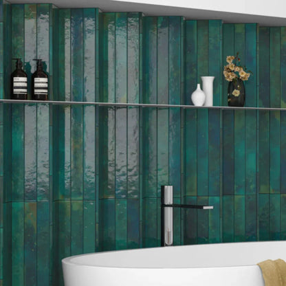 Subway Turquoise Wall Tile 5x40cm - Metro Tiles
