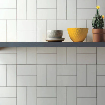 Metro White Flat Gloss 10x20cm - Metro Tiles