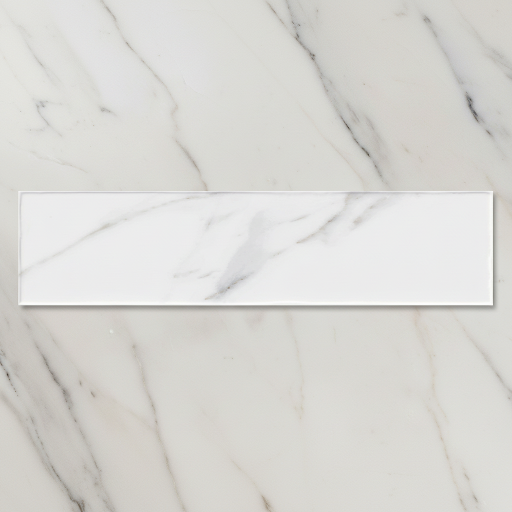 Chelsea White Marble Porcelain Tile 6x25cm