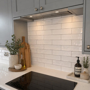 Cotswold White Gloss Handmade Effect Wall Tile 7.5x30cm