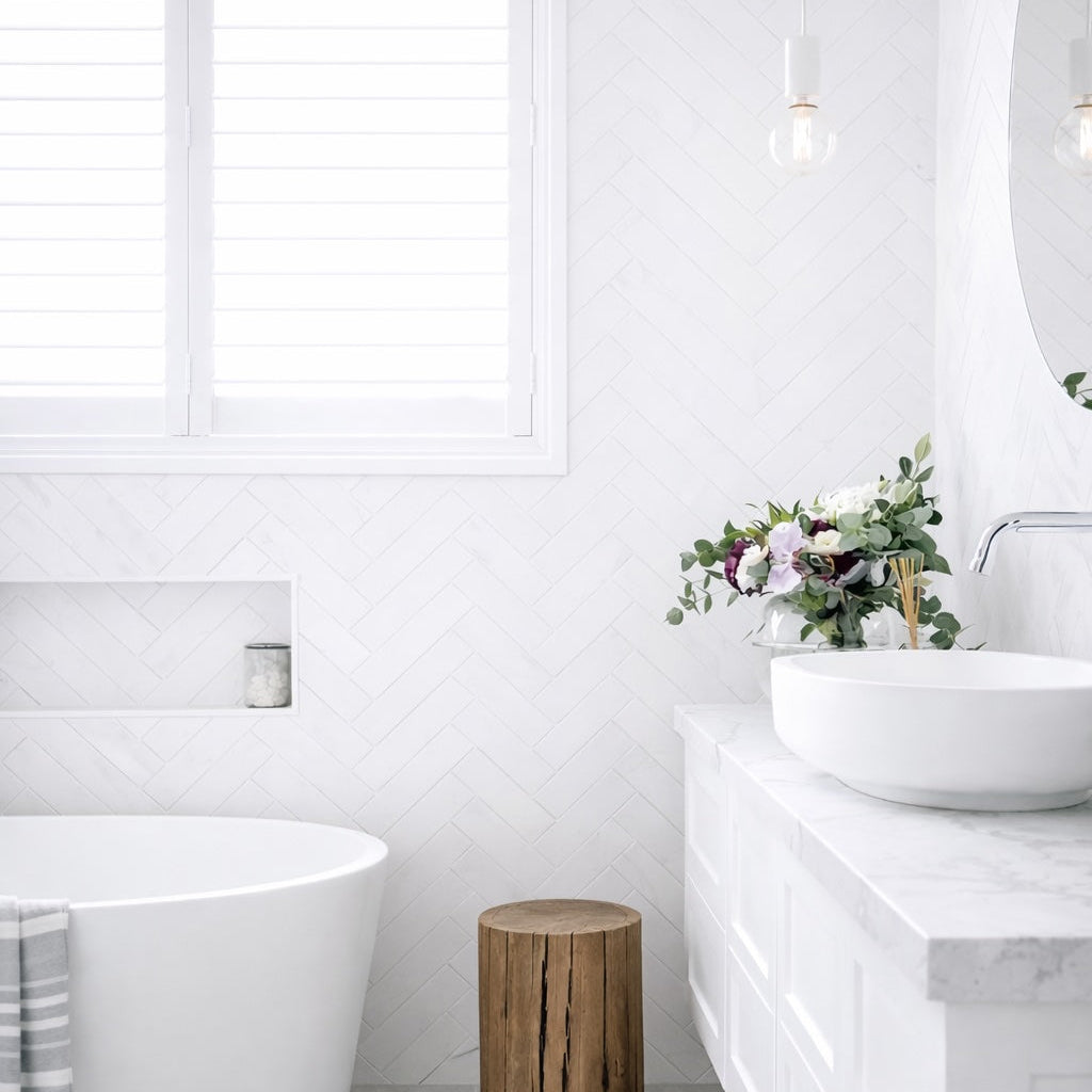 Countrywide White Handmade Effect Wall Tile 7.5x30cm