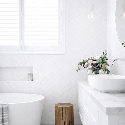 Countrywide White Handmade Effect Wall Tile 7.5x30cm