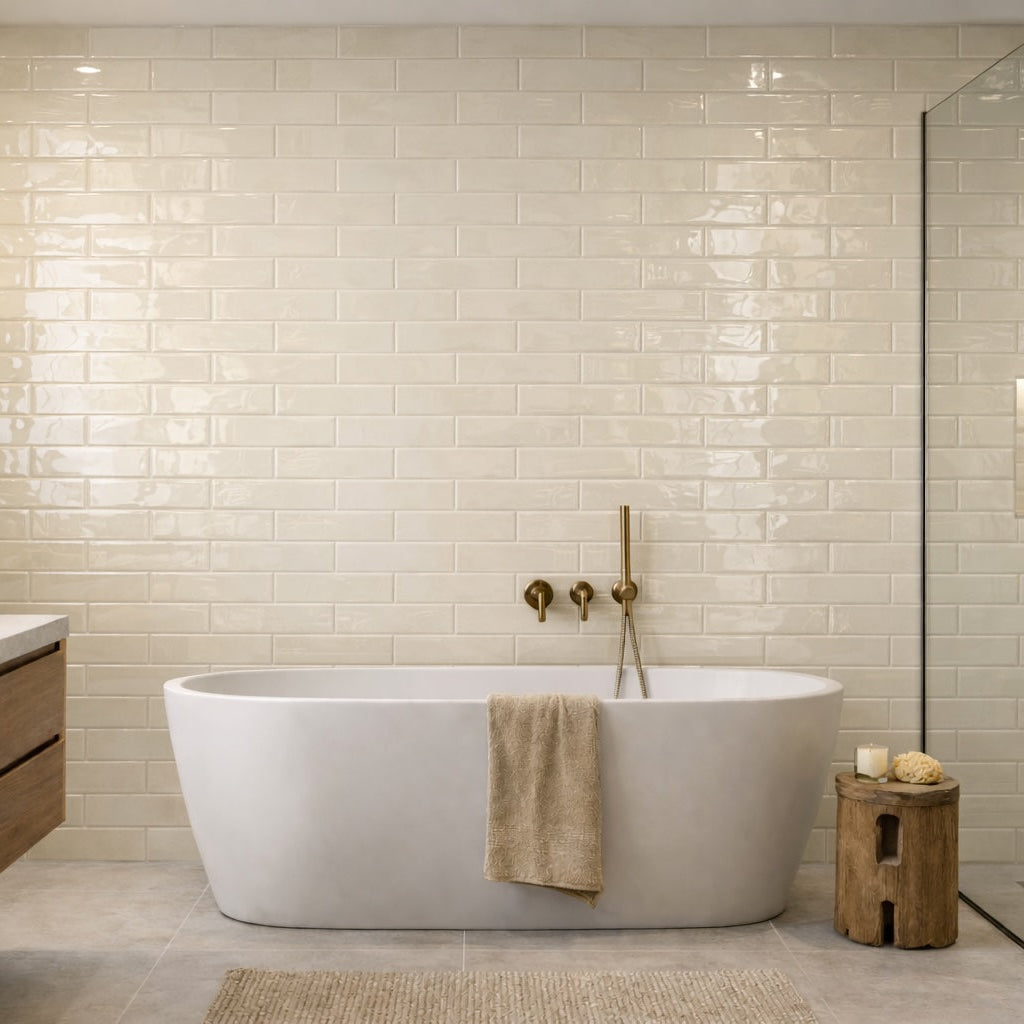 Handmade Sand Ripple Gloss Wall Tile 7.5x30cm