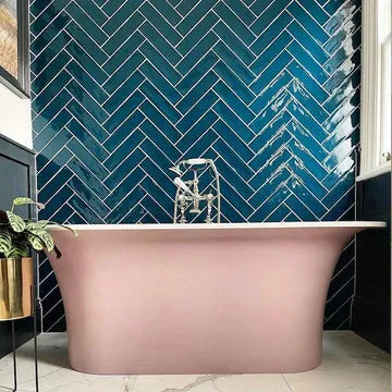 Handmade Turquoise Ripple Gloss Wall Tile 7.5x30cm