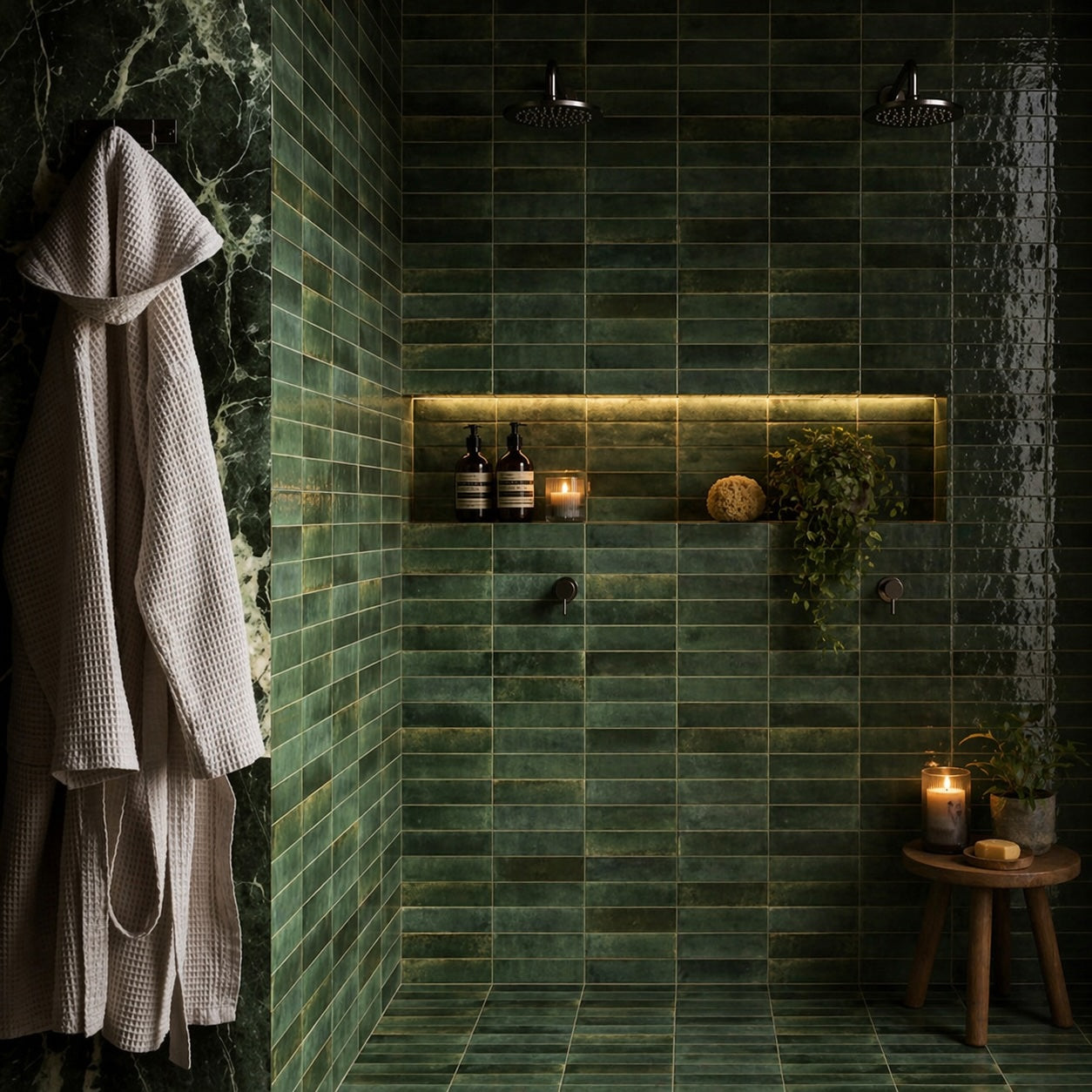 Lume Forest Green Wall And Floor Tiles 6x24cm