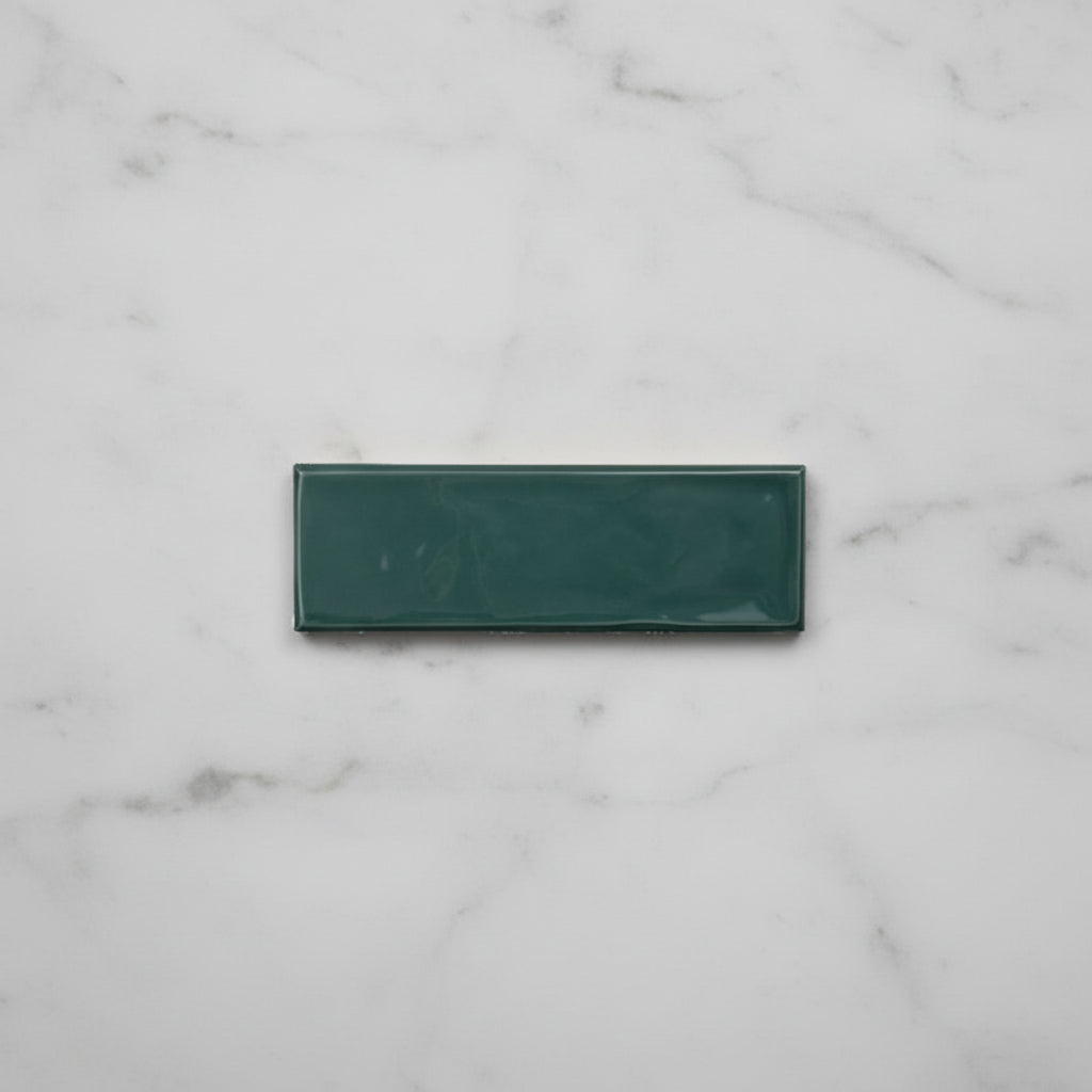 Riviera Green Ripple Gloss Wall Tile 6.5x20cm