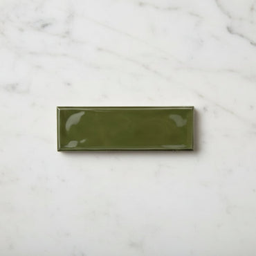 Riviera Olive Ripple Gloss Wall Tile 6.5x20cm