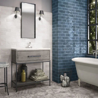 Opal Marine Gloss Wall Tiles 7.5x30cm - Metro Tiles