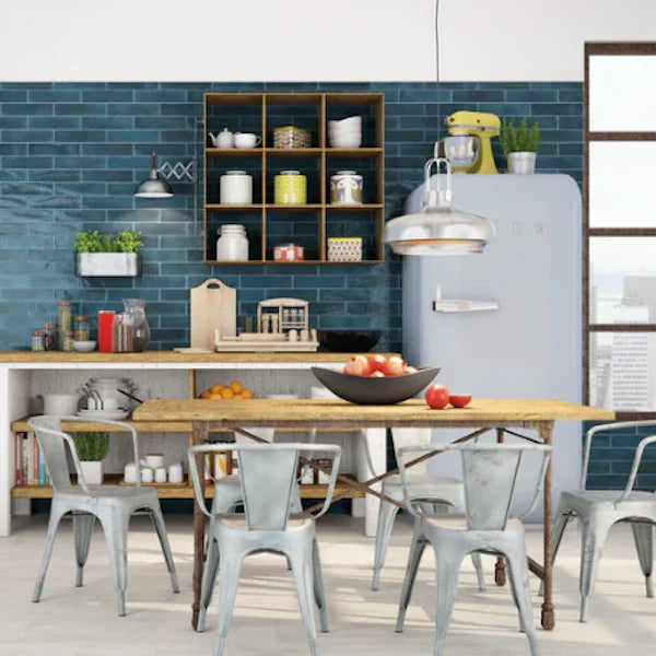 Opal Marine Gloss Wall Tiles 7.5x30cm - Metro Tiles