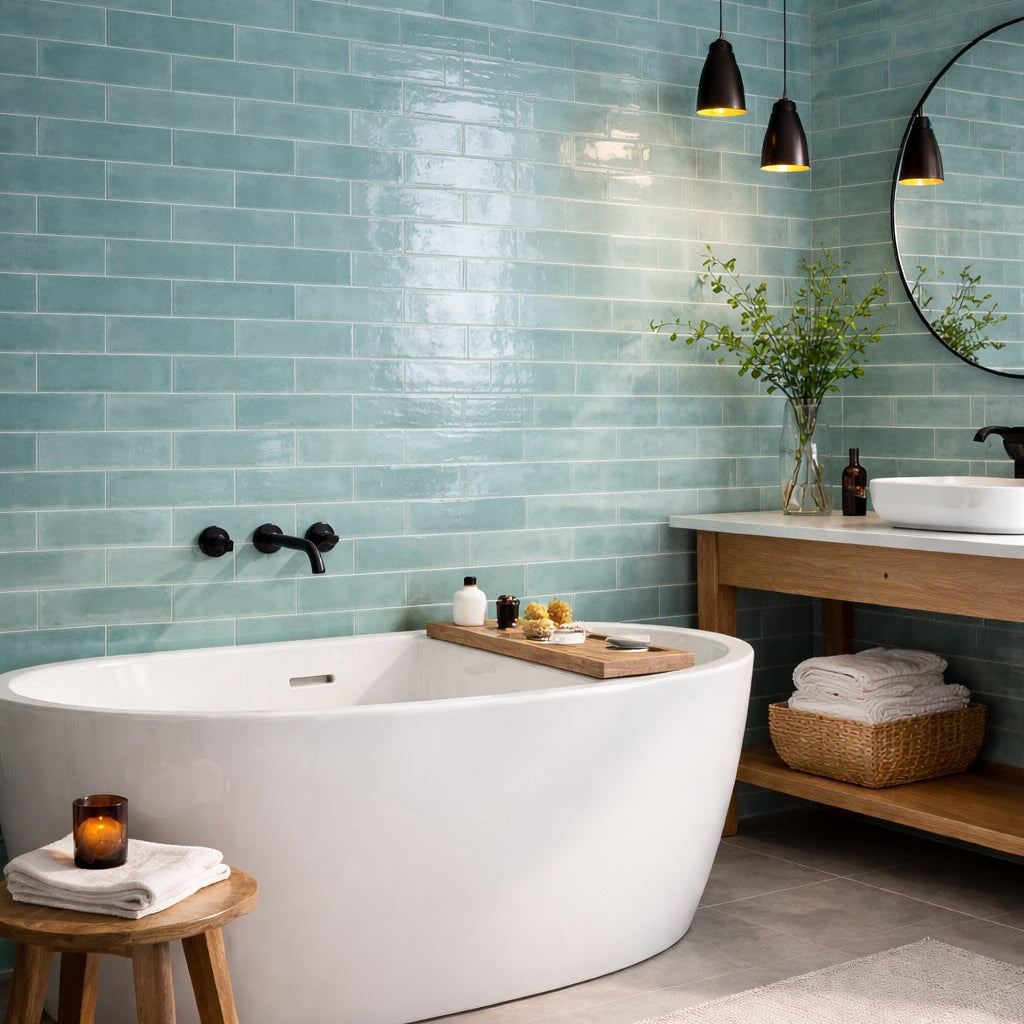 Opal Turquoise Gloss Wall Tiles 7.5x30cm