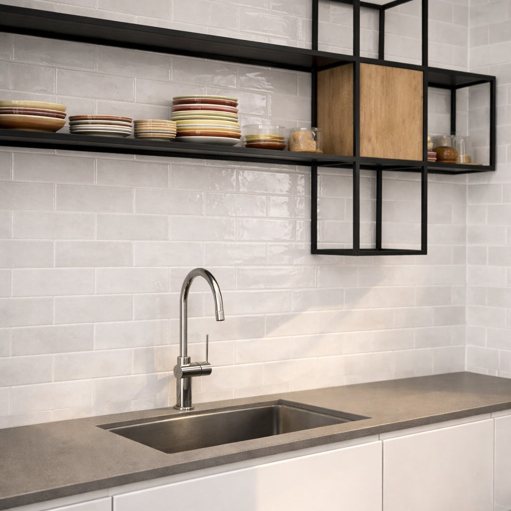 Opal White Gloss Wall Tiles 7.5x30cm