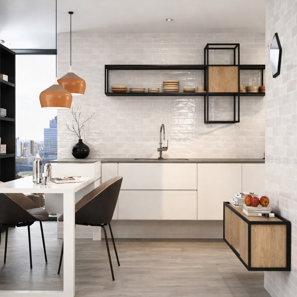 Opal White Gloss Wall Tiles 7.5x30cm
