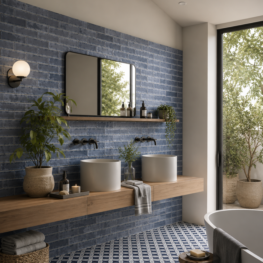 Palais Blue Gloss Wall Tile 20x6.5cm