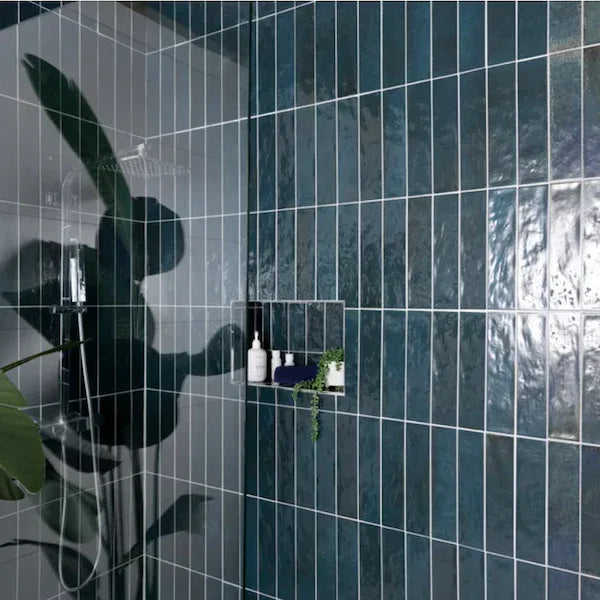 Rio Blue Lagoon Gloss Wall Tiles 7.5x30cm - Metro Tiles