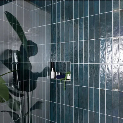 Rio Blue Lagoon Gloss Wall Tiles 7.5x30cm - Metro Tiles
