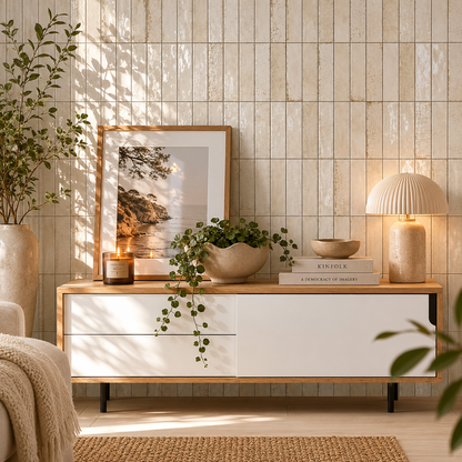 Rustic Porcelain Coconut White Wall Tile 30x7.5cm
