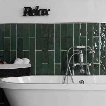 Rio Jungle Green Gloss Wall Tiles 7.5x30cm - Metro Tiles