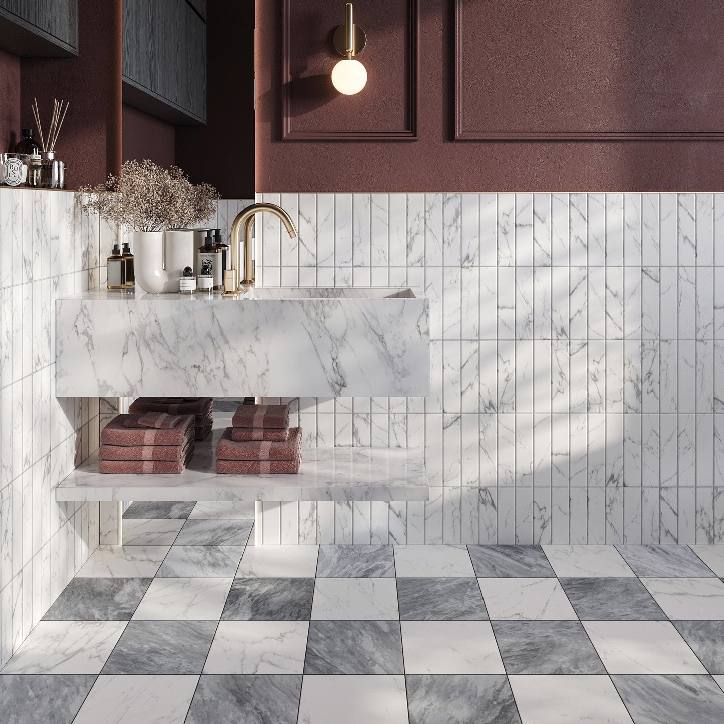 Chelsea White Marble Porcelain Tile 6x25cm