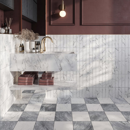 Chelsea White Marble Porcelain Tile 6x25cm