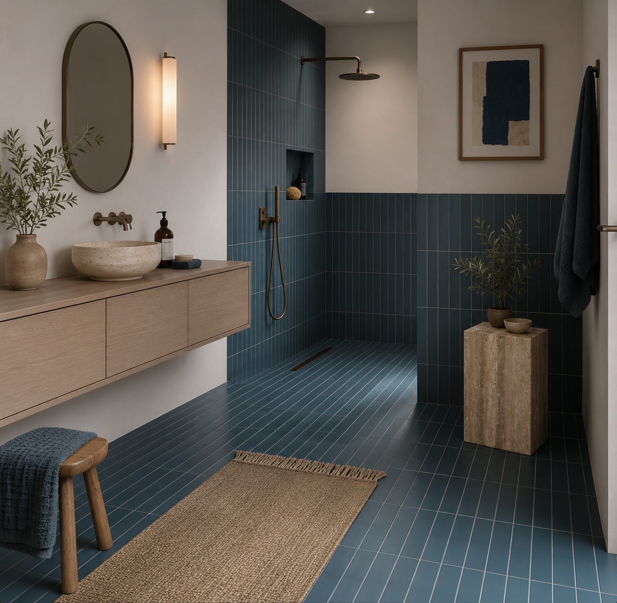 Sutton Blue Matt Porcelain Wall Tile 6x30cm