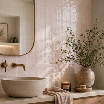 Zellige Pink Blush Wall Tiles 13x13cm